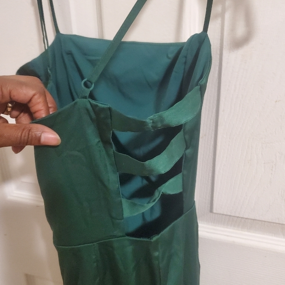 Green Satin Slip Dress Size XXS - Picture 4 of 6